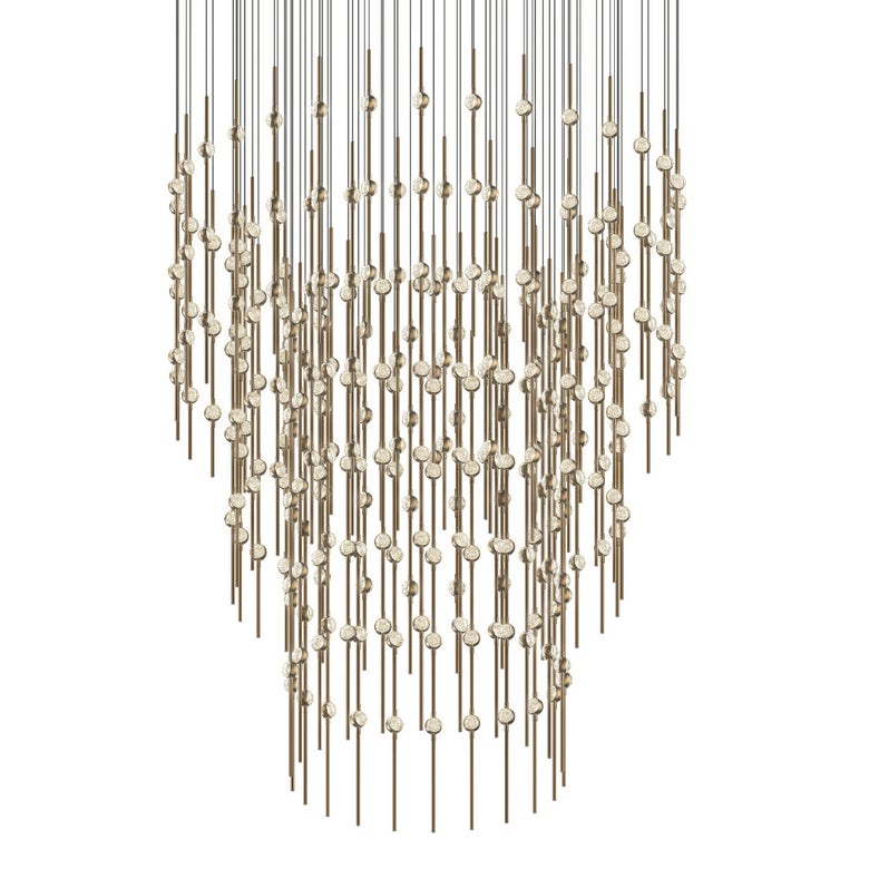 SONNEMAN Constellation Centaurus 48" 204-Light LED 2700K Satin Brass Clear Faceted Acrylic Shade Chandelier