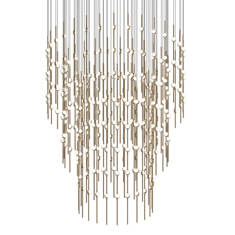 SONNEMAN Constellation Centaurus 48" 204-Light LED 2700K Satin Brass White Optical Acrylic Shade Chandelier