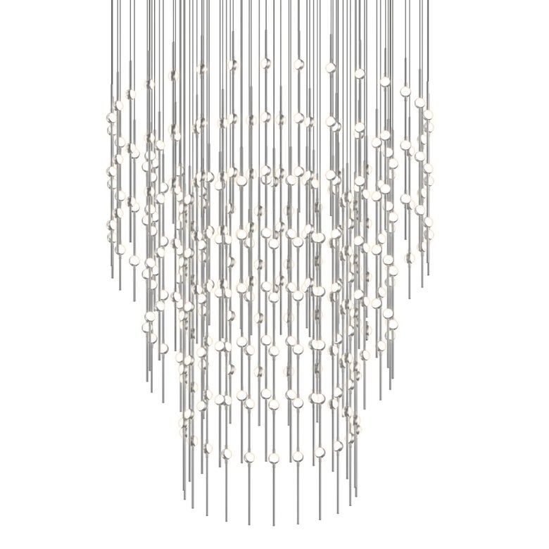 SONNEMAN Constellation Centaurus 48" 204-Light LED 2700K Satin Nickel White Optical Acrylic Shade Chandelier