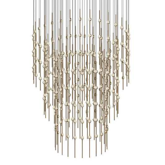 SONNEMAN Constellation Centaurus 48" 204-Light LED 3000K Satin Brass Clear Faceted Acrylic Shade Chandelier