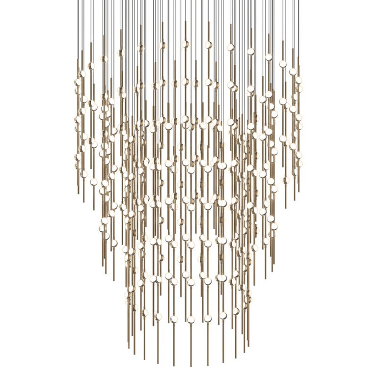 SONNEMAN Constellation Centaurus 48" 204-Light LED 3000K Satin Brass White Optical Acrylic Shade Chandelier