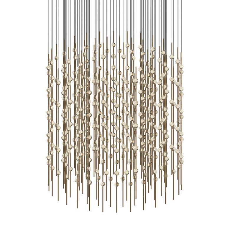 SONNEMAN Constellation Centaurus 48" 390-Light LED 2700K Satin Brass Clear Faceted Acrylic Shade Chandelier
