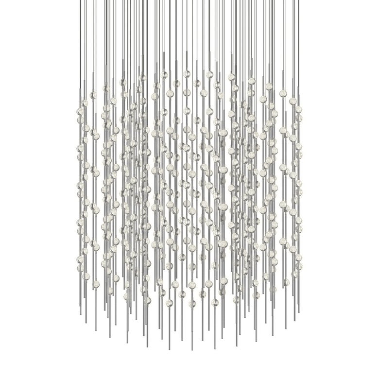 SONNEMAN Constellation Centaurus 48" 390-Light LED 3000K Satin Nikel Clear Faceted Acrylic Shade Chandelier