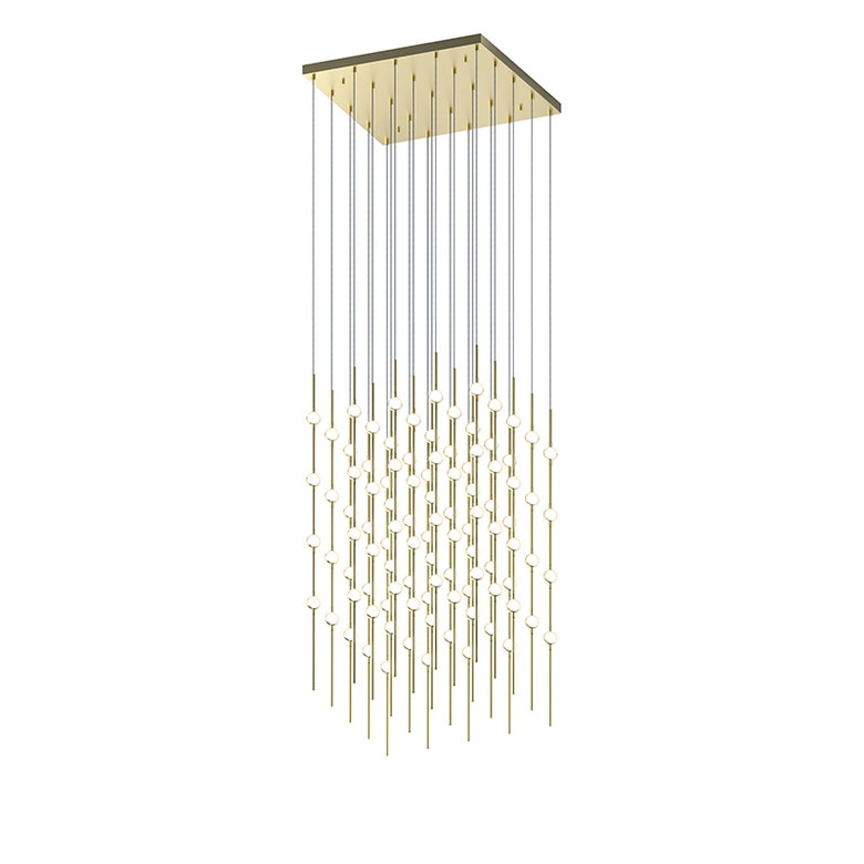SONNEMAN Constellation Cosmic Cube 20" 100-Light LED 2700K Satin Brass White Optical Acrylic Shade Chandelier With 10 FT Cord Length