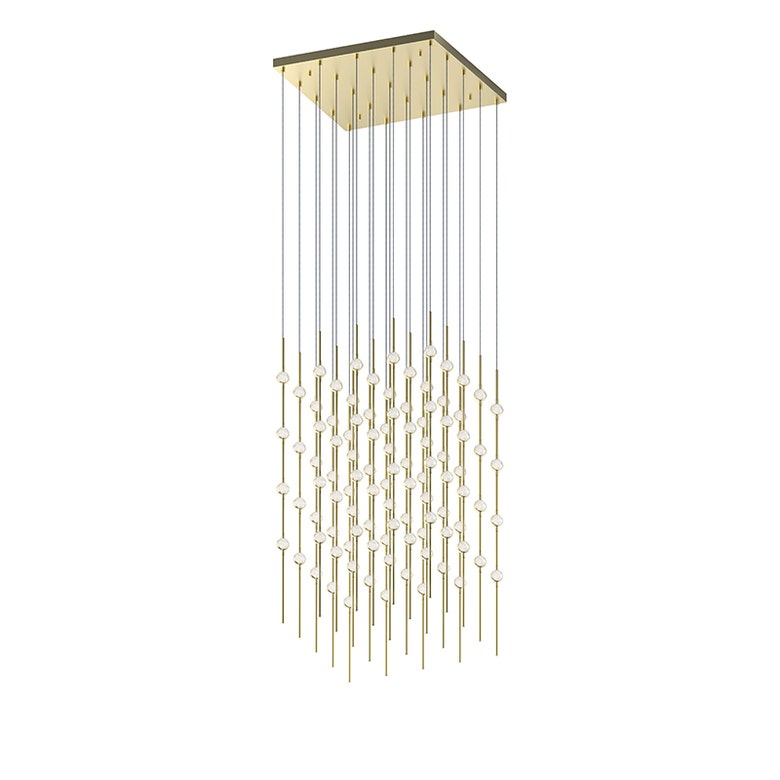 SONNEMAN Constellation Cosmic Cube 20" 100-Light LED 3000K Satin Brass White Optical Acrylic Shade Chandelier With 20 FT Cord Length