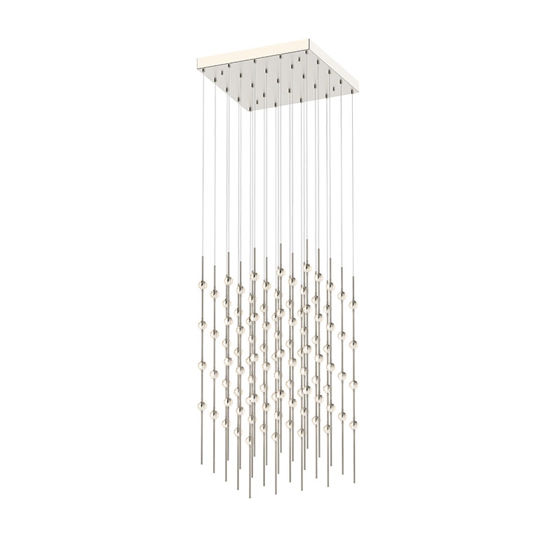 SONNEMAN Constellation Cosmic Cube 20" 100-Light LED 3000K Satin Nickel White Optical Acrylic Shade Chandelier With 20 FT Cord Length