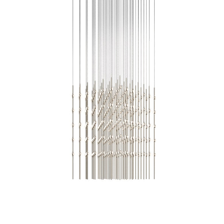 SONNEMAN Constellation Cosmic Cube 30" 245-Light LED 2700K Satin Nickel Clear Faceted Acrylic Shade Chandelier With 10 FT Cord Length
