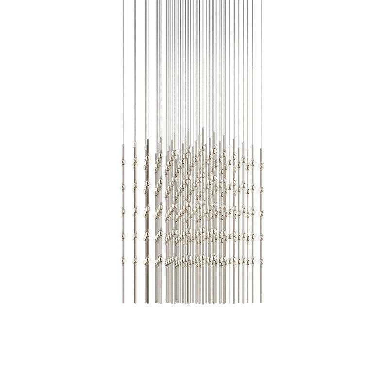 SONNEMAN Constellation Cosmic Cube 30" 245-Light LED 2700K Satin Nickel Clear Faceted Acrylic Shade Chandelier With 20 FT Cord Length