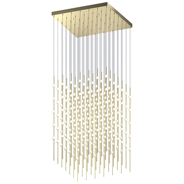 SONNEMAN Constellation Cosmic Cube 30" 245-Light LED 3000K Satin Brass White Optical Acrylic Shade Chandelier With 10 FT Cord Length