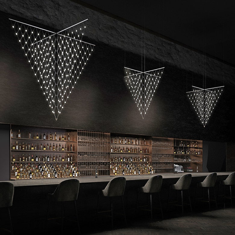 SONNEMAN Constellation Galaxy Matrix Arrow 120-Light LED Small Bright Satin Aluminum Clear Faceted Acrylic Shade Chandelier