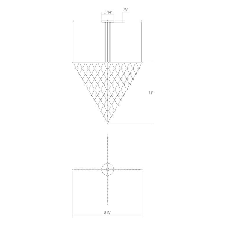SONNEMAN Constellation Galaxy Matrix Arrow 120-Light LED Small Bright Satin Aluminum Clear Faceted Acrylic Shade Chandelier