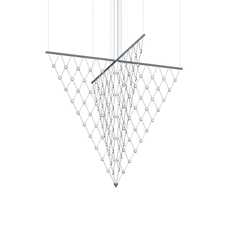 SONNEMAN Constellation Galaxy Matrix Arrow 120-Light LED Small Bright Satin Aluminum Clear Faceted Acrylic Shade Chandelier