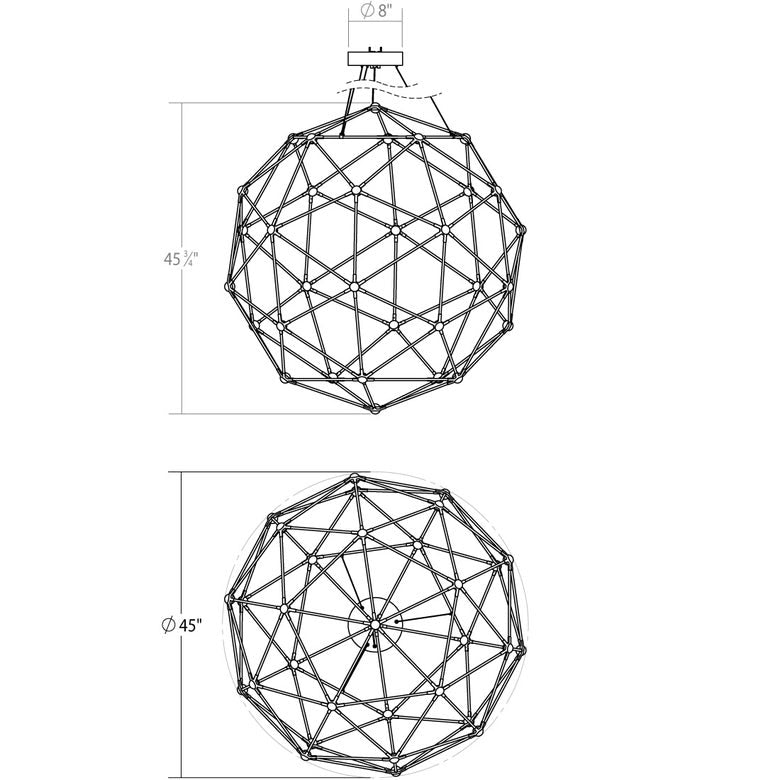 SONNEMAN Constellation Hedron 40-Light LED Polished Black Nickel Clear Faceted Acrylic Shade Chandelier With 20FT Cord Length