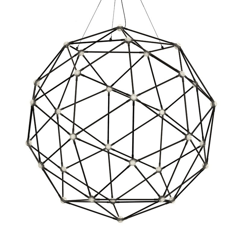 SONNEMAN Constellation Hedron 40-Light LED Polished Black Nickel Clear Faceted Acrylic Shade Chandelier With 20FT Cord Length