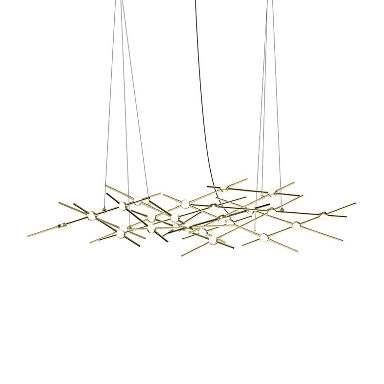 SONNEMAN Constellation Ursa 25-Light LED 2700K Satin Brass White Optical Acrylic Shade Chandelier With 20FT Cord Length