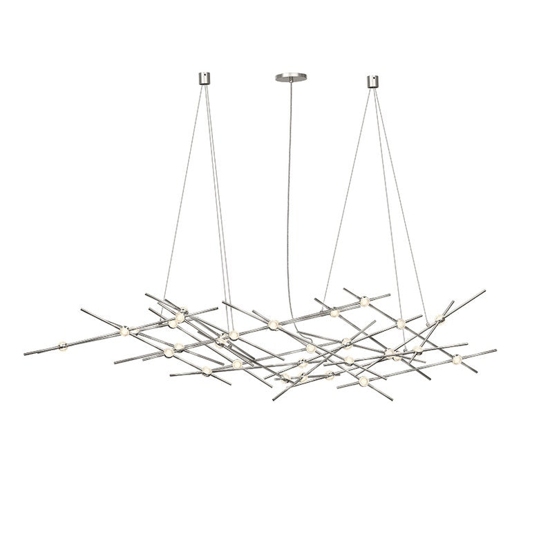 SONNEMAN Constellation Ursa 25-Light LED 3000K Satin Nickel Clear Faceted Acrylic Shade Chandelier With 10FT Cord Length