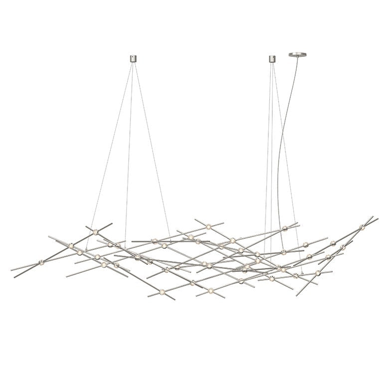 SONNEMAN Constellation Ursa 44-Light LED 2700K Satin Nickel Clear Faceted Acrylic Shade Chandelier With 20FT Cord Length