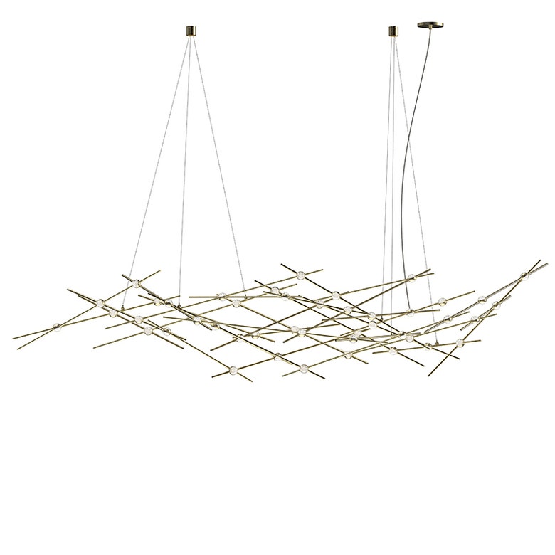 SONNEMAN Constellation Ursa 44-Light LED 3000K Satin Brass White Optical Acrylic Shade Chandelier With 10FT Cord Length