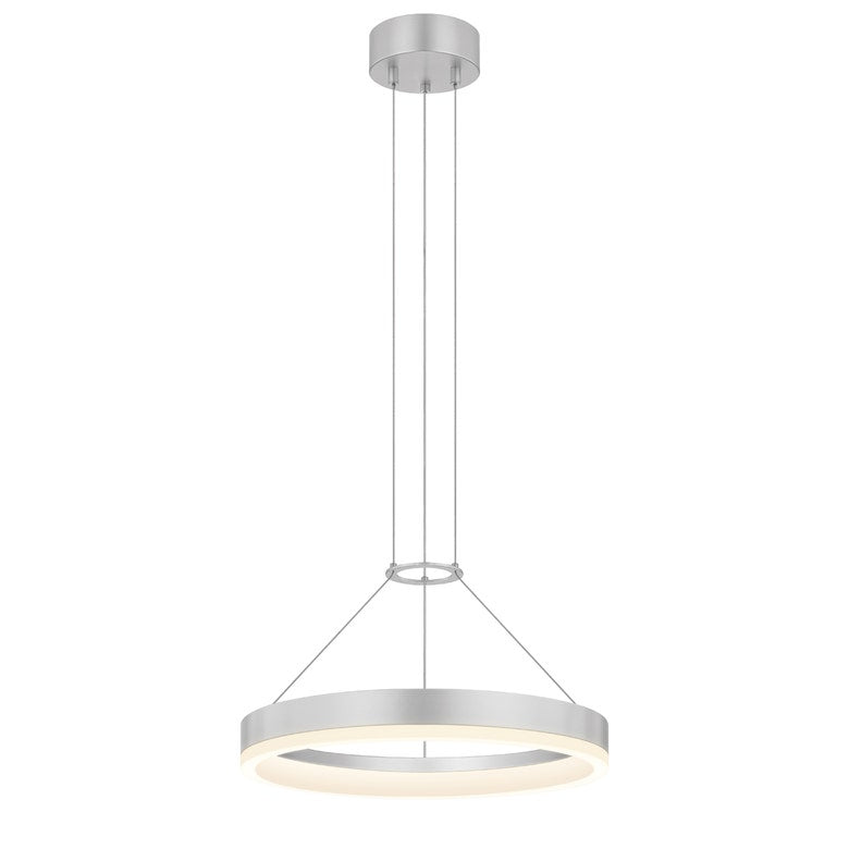 SONNEMAN Corona 16" 3000K Bright Satin Aluminum Optical Acrylic Shade Ring Pendant Light With 20' Cord Length