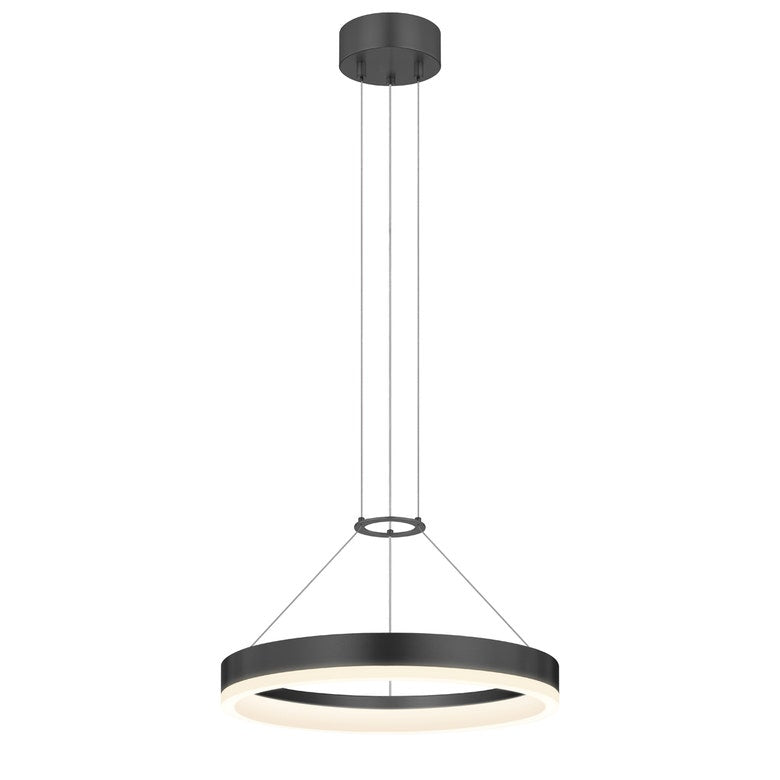 SONNEMAN Corona 16" 3000K Satin Black Optical Acrylic Shade Ring Pendant Light With 20' Cord Length