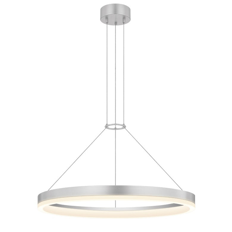 SONNEMAN Corona 24" 3000K Bright Satin Aluminum Optical Acrylic Shade Ring Pendant Light With 6' Cord Length