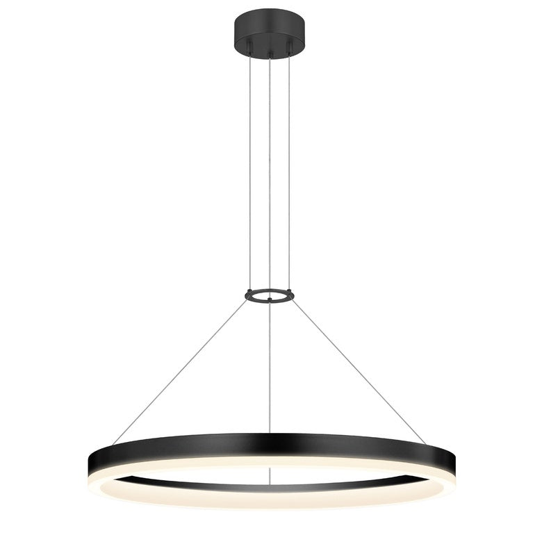 SONNEMAN Corona 24" 3000K Satin Black Optical Acrylic Shade Ring Pendant Light With 20' Cord Length