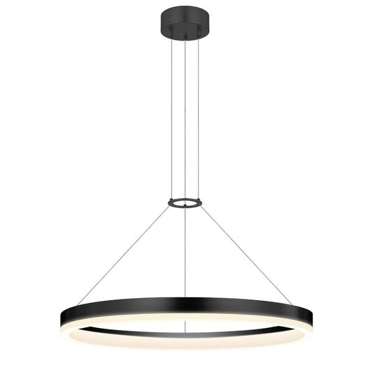 SONNEMAN Corona 24" 3000K Satin Black Optical Acrylic Shade Ring Pendant Light With 20' Cord Length