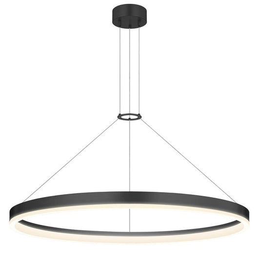 SONNEMAN Corona 32" 3000K Satin Black Optical Acrylic Shade Ring Pendant Light With 20' Cord Length