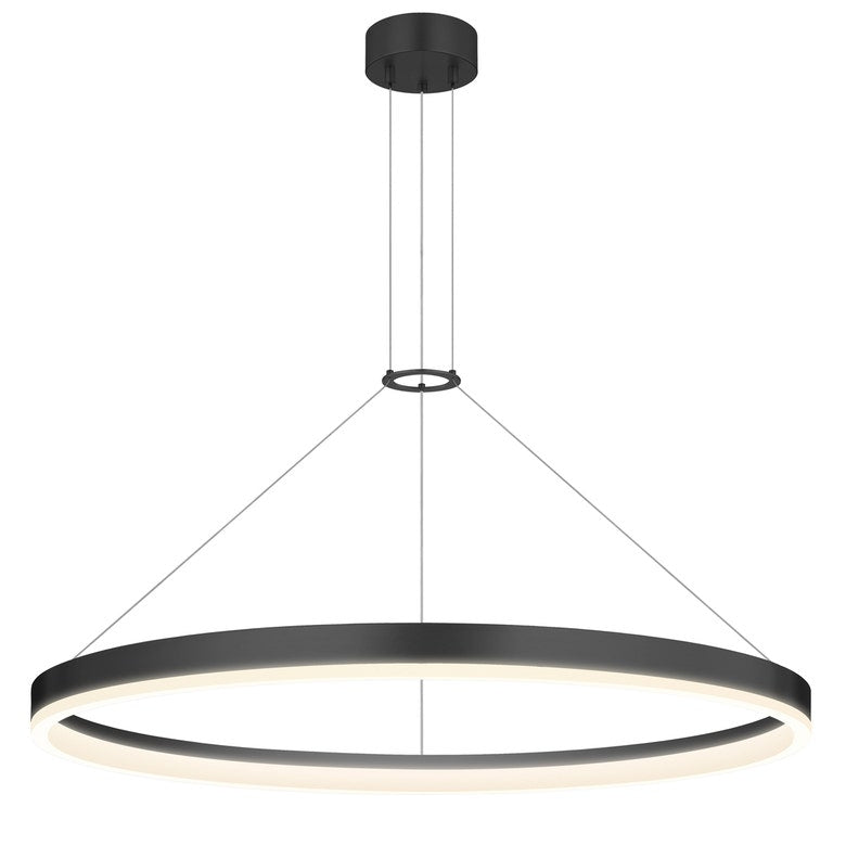 SONNEMAN Corona 32" 3000K Satin Black Optical Acrylic Shade Ring Pendant Light With 6' Cord Length