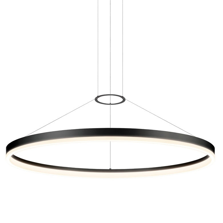 SONNEMAN Corona 48" 3000K Satin Black Optical Acrylic Shade Ring Pendant Light With 20' Cord Length