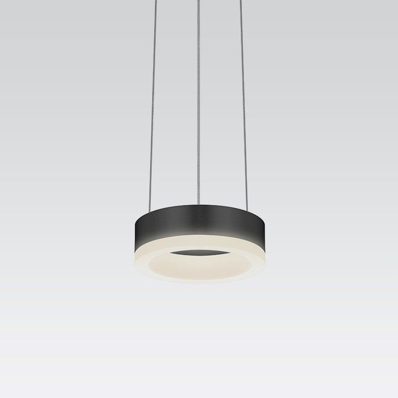 SONNEMAN Corona 6" 3000K Satin Black Optical Acrylic Shade Ring Pendant Light With 20' Cord Length