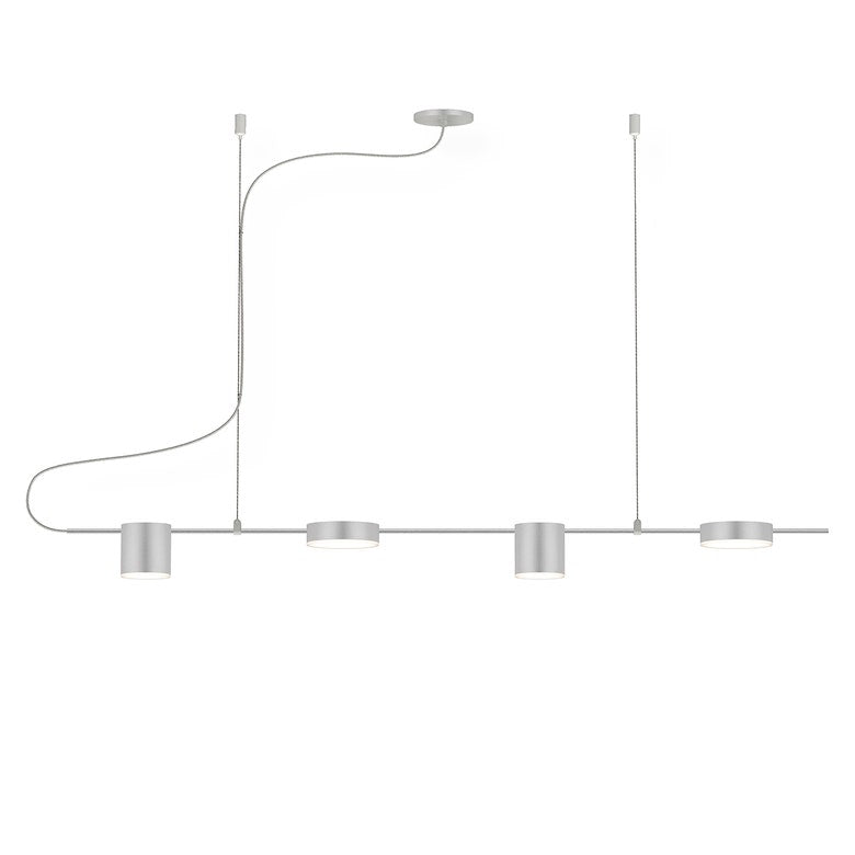 SONNEMAN Counterpoint 4-Light LED Bright Satin Aluminum Optical Acrylic Shade Linear Pendant Light