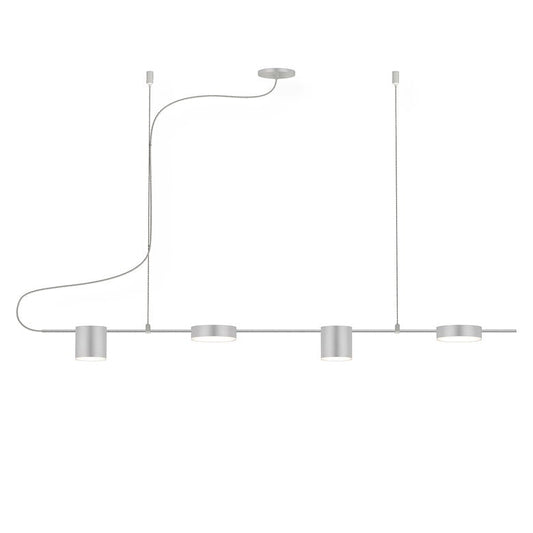 SONNEMAN Counterpoint 4-Light LED Bright Satin Aluminum Optical Acrylic Shade Linear Pendant Light