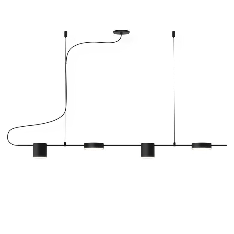 SONNEMAN Counterpoint 4-Light LED Satin Black Aluminum With Optical Acrylic Shade Linear Pendant Light