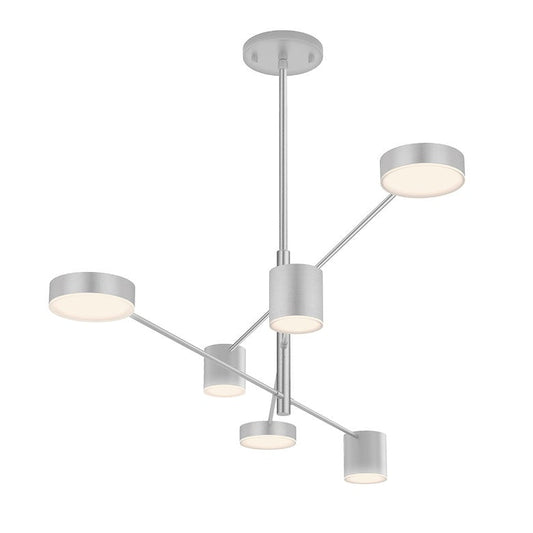 SONNEMAN Counterpoint 6-Light LED Bright Satin Aluminum Optical Acrylic Shade Pendant Light