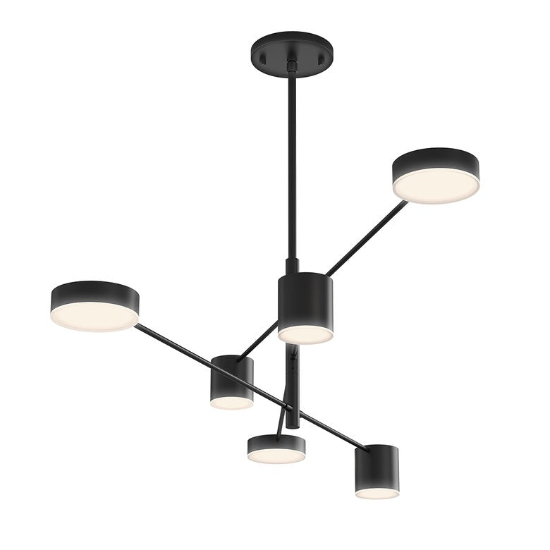 SONNEMAN Counterpoint 6-Light LED Satin Black Aluminum With Optical Acrylic Shade Pendant Light