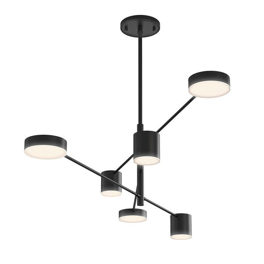 SONNEMAN Counterpoint 6-Light LED Satin Black Aluminum With Optical Acrylic Shade Pendant Light