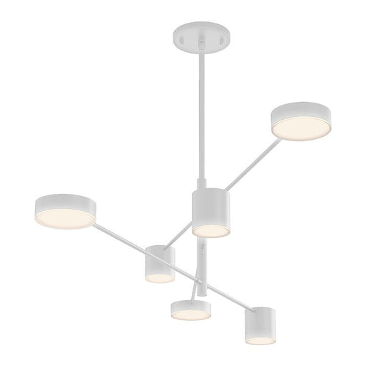 SONNEMAN Counterpoint 6-Light LED Satin White Aluminum With Optical Acrylic Shade Pendant Light