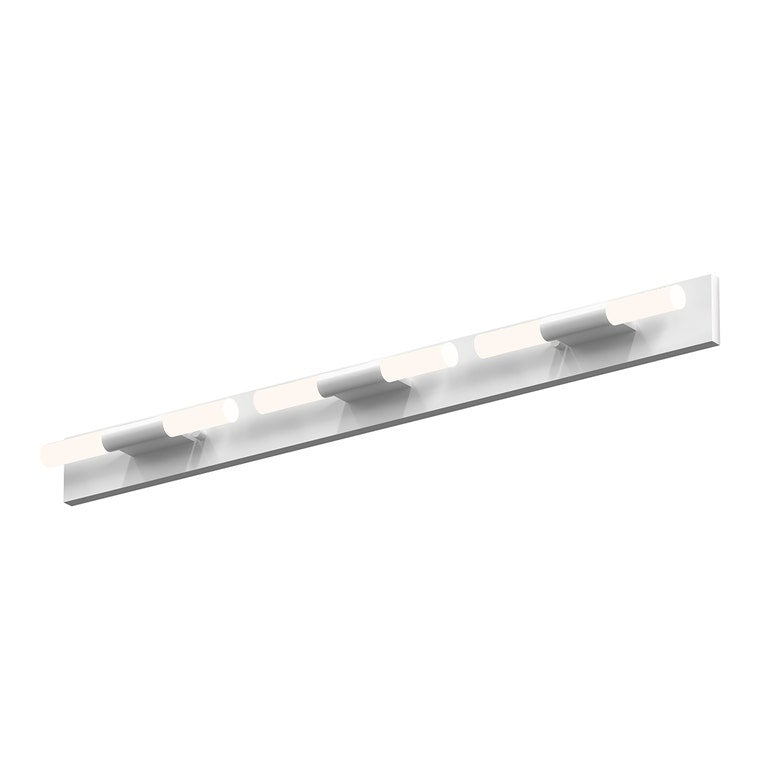 SONNEMAN Crystal Rods 6-Light LED Satin White Frosted White Lens Etched Glass Shade Vanity Bath Bar Lighting