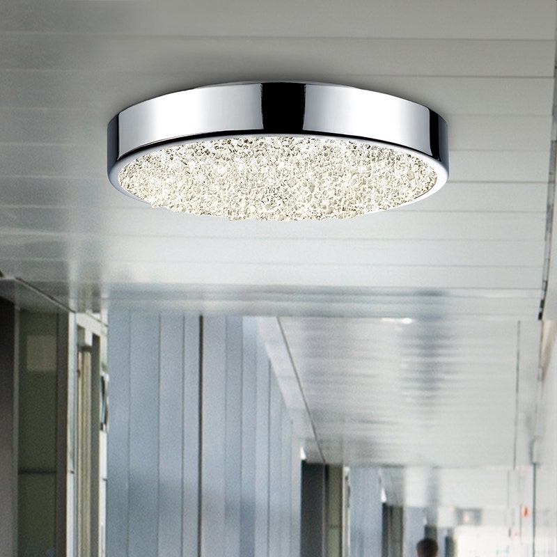 SONNEMAN Dazzle 8" Round LED Polished Chrome Crushed Glass Shade Surface Flush Mount Lighting