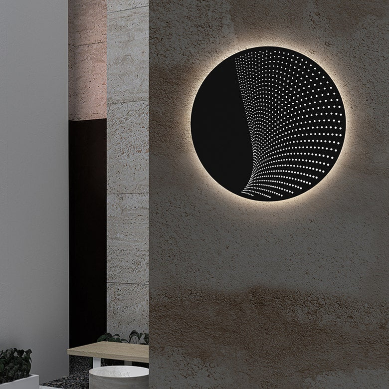 SONNEMAN Dotwave 1-Light LED Small Textured Black Aluminum Shade Round Wall Sconce