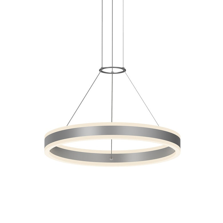 SONNEMAN Double Corona 24" 2-Light LED Bright Satin Aluminum Frosted Acrylic Shade Ring Pendant Light With 20' Cord Length