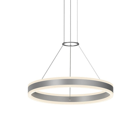 SONNEMAN Double Corona 24" 2-Light LED Bright Satin Aluminum Frosted Acrylic Shade Ring Pendant Light With 6' Cord Length