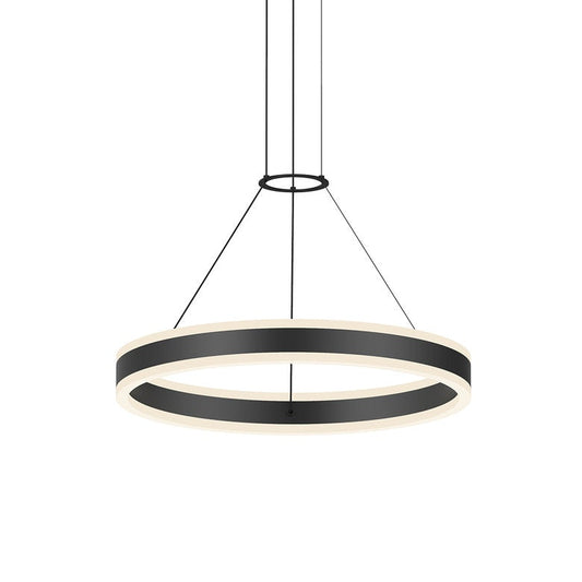 SONNEMAN Double Corona 24" 2-Light LED Satin Black Frosted Acrylic Shade Ring Pendant Light With 20' Cord Length