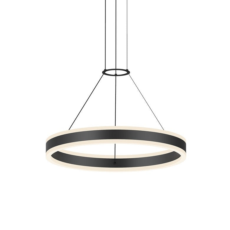 SONNEMAN Double Corona 24" 2-Light LED Satin Black Frosted Acrylic Shade Ring Pendant Light With 6' Cord Length