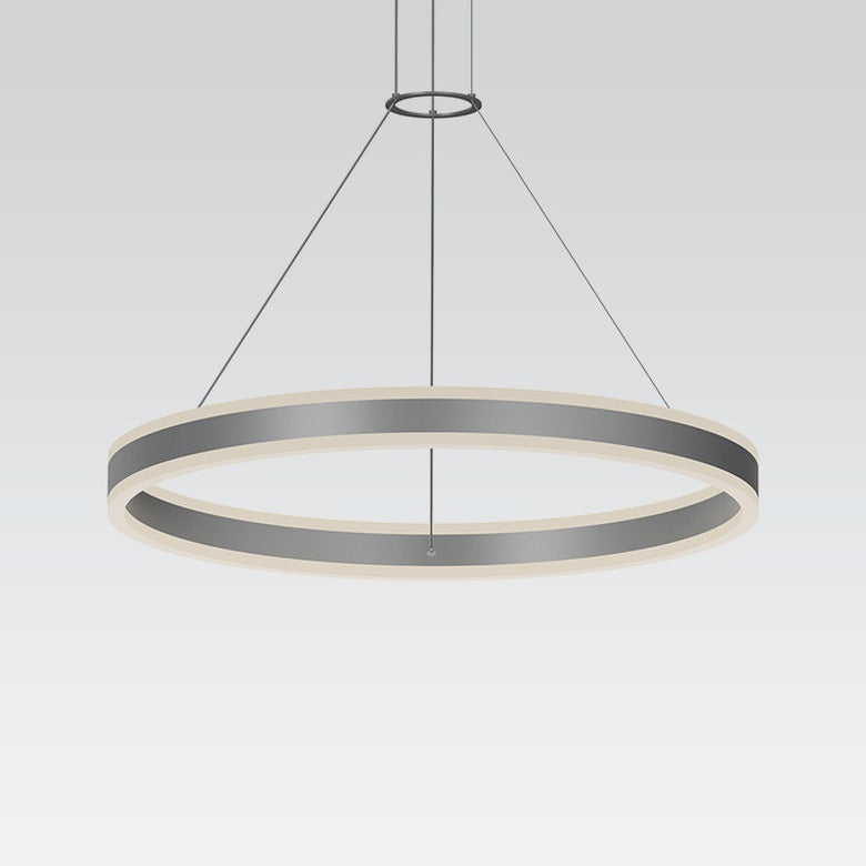 SONNEMAN Double Corona 32" 2-Light LED Bright Satin Aluminum Frosted Acrylic Shade Ring Pendant Light With 20' Cord Length