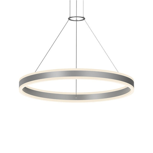 SONNEMAN Double Corona 32" 2-Light LED Bright Satin Aluminum Frosted Acrylic Shade Ring Pendant Light With 20' Cord Length