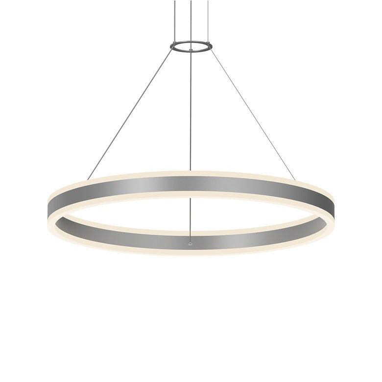 SONNEMAN Double Corona 32" 2-Light LED Bright Satin Aluminum Frosted Acrylic Shade Ring Pendant Light With 6' Cord Length