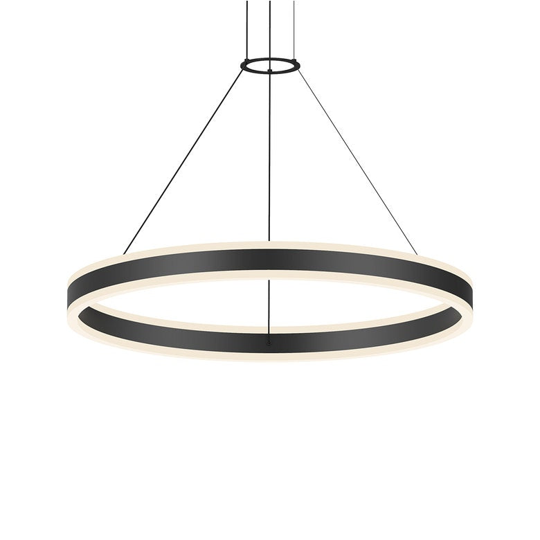 SONNEMAN Double Corona 32" 2-Light LED Satin Black Frosted Acrylic Shade Ring Pendant Light With 20' Cord Length