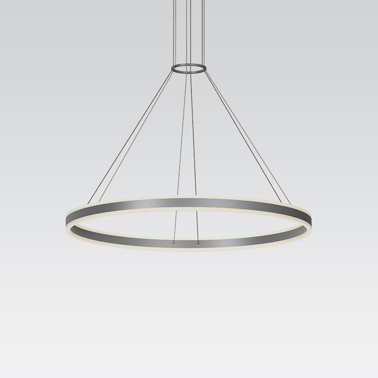 SONNEMAN Double Corona 48" 2-Light LED Bright Satin Aluminum Frosted Acrylic Shade Ring Pendant Light With 20' Cord Length
